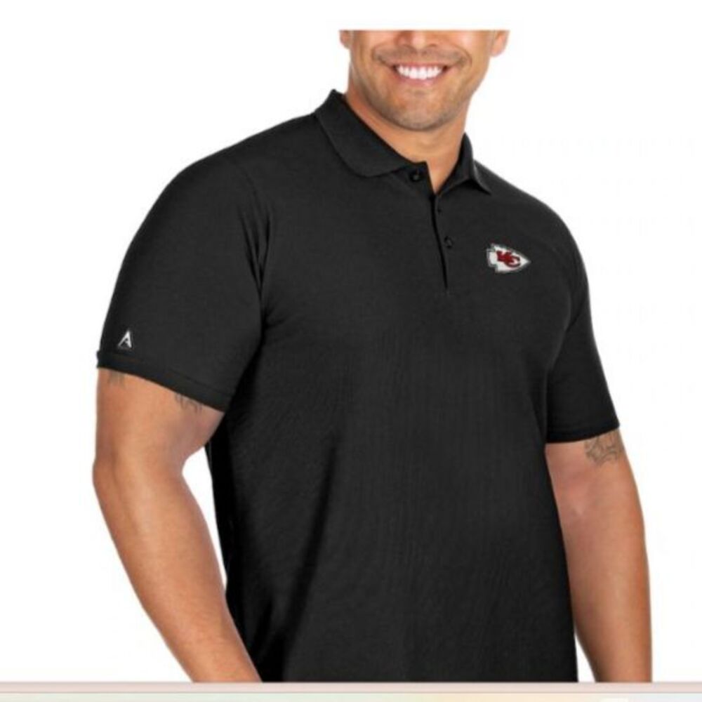 Kansas City Chiefs Antigua Polo Shirt Men’s Large Black NFL Performance Golf